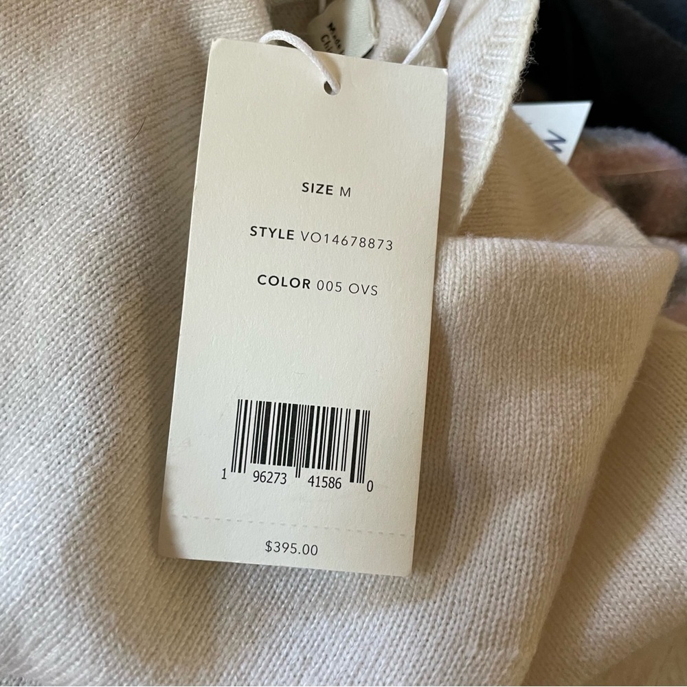 Vince ivory taupe stripe soft wool cashmere high neck sweater Women Medium NWT - Picture 11 of 12